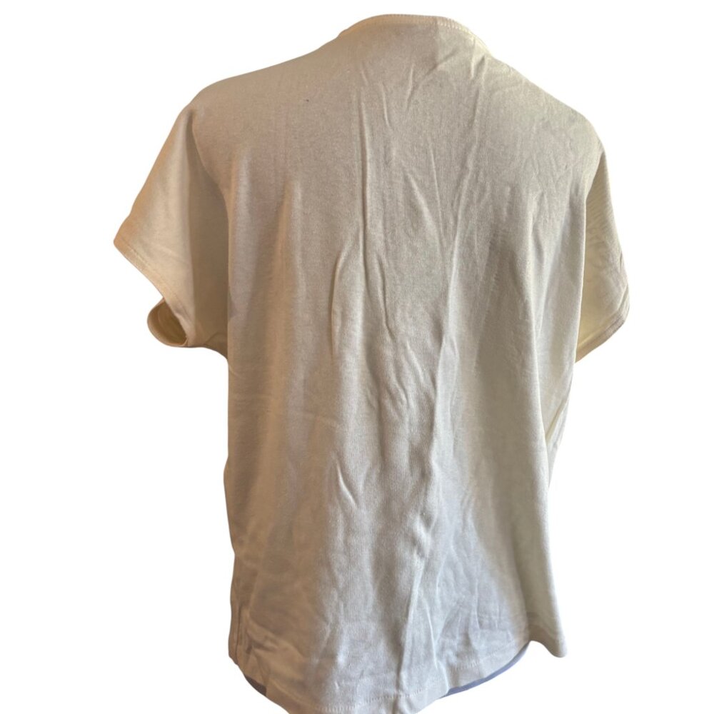 Bay Club by Catalina Vintage 80s Women's off white pink Henley sleeveless shirt - Picture 3 of 8